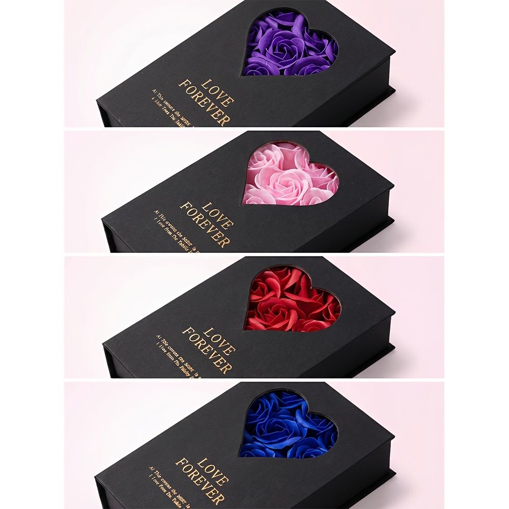 Heart-Shaped Window Gift Box with Artificial Roses